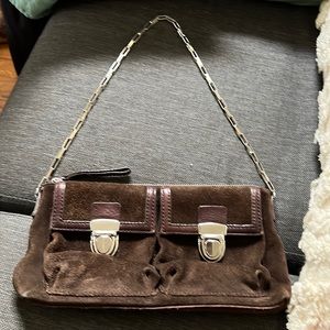 Chocolate brown suede bag